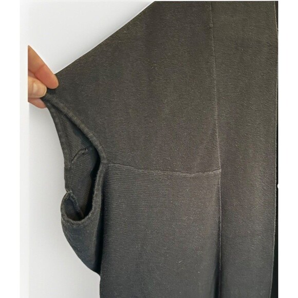 WORTHINGTON Black Cardigan Sweater XL Open Front Cocoon Cape Long Rib Knot - Picture 2 of 5